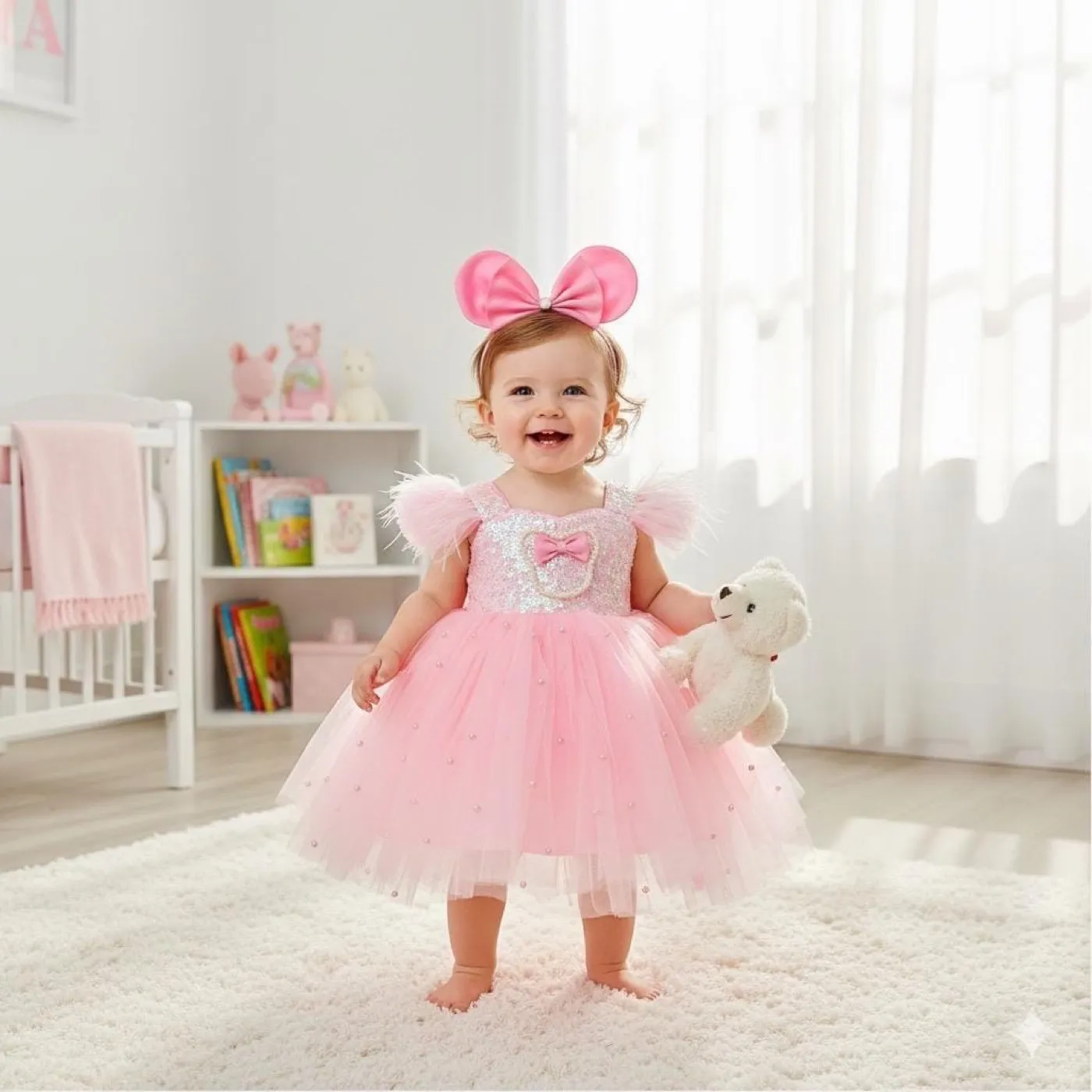 Baby Girl Pink Sequin Mouse Costume Dress