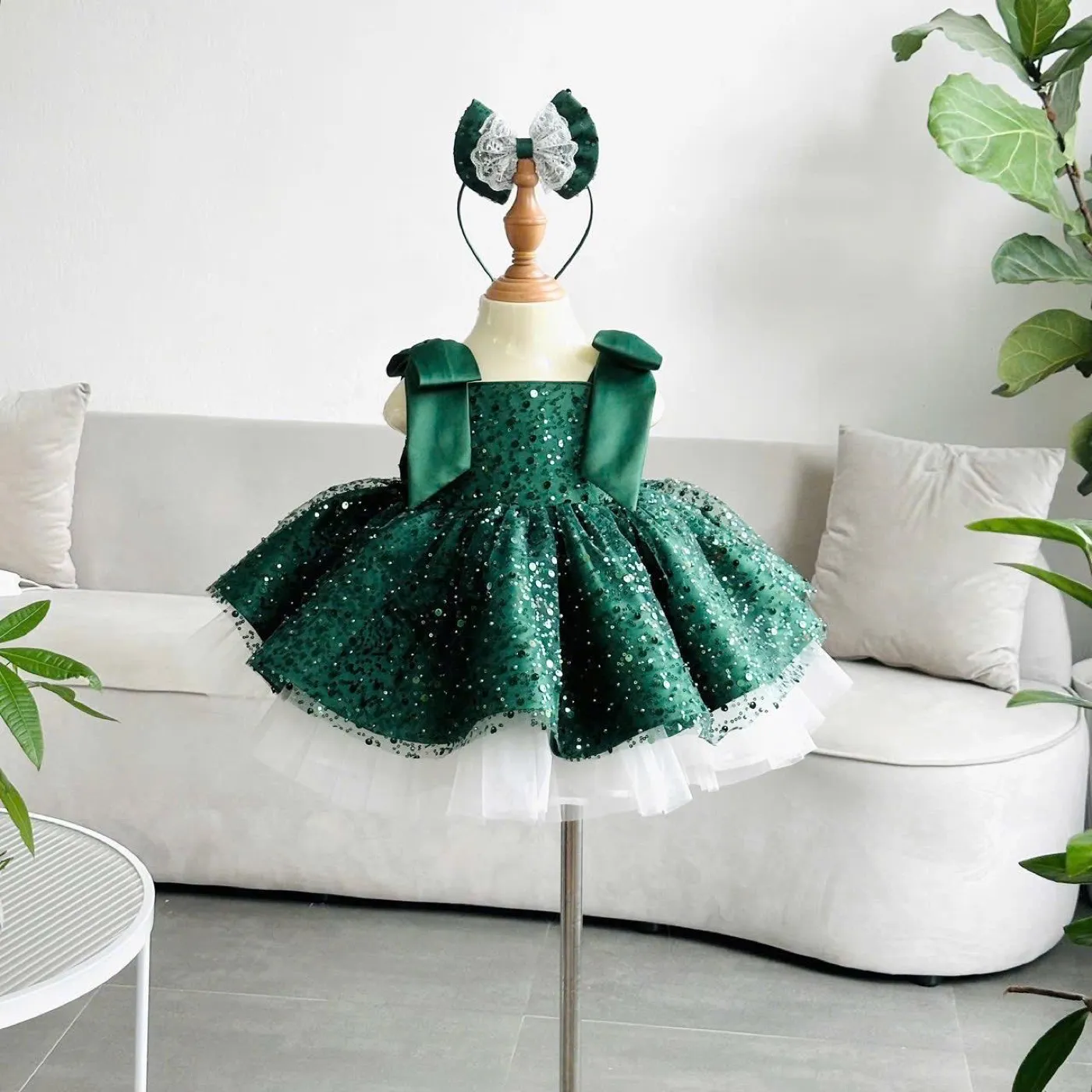 Handmade Green Sequin Dress