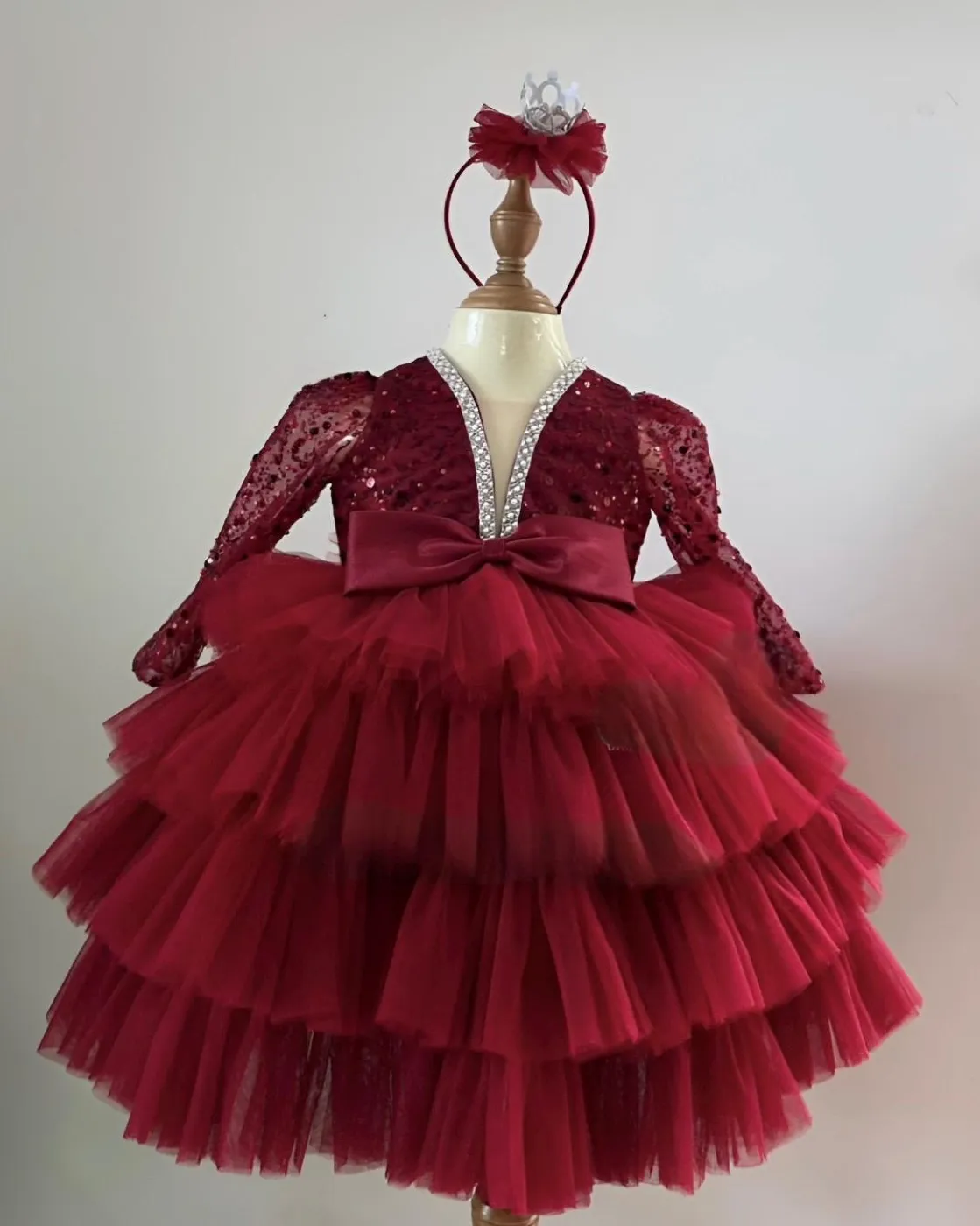 Handmade Red Sequin Lace Princess Dress