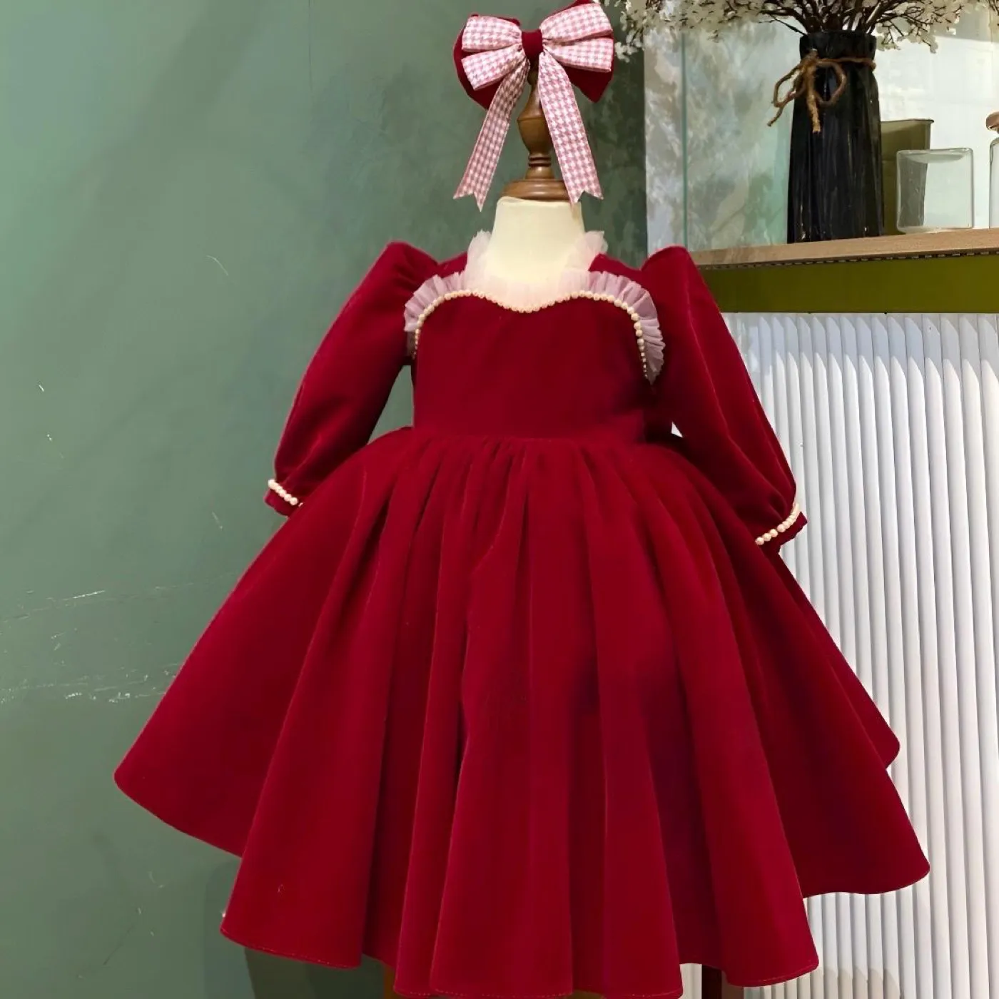 Handmade Red Velvet Princess Dress