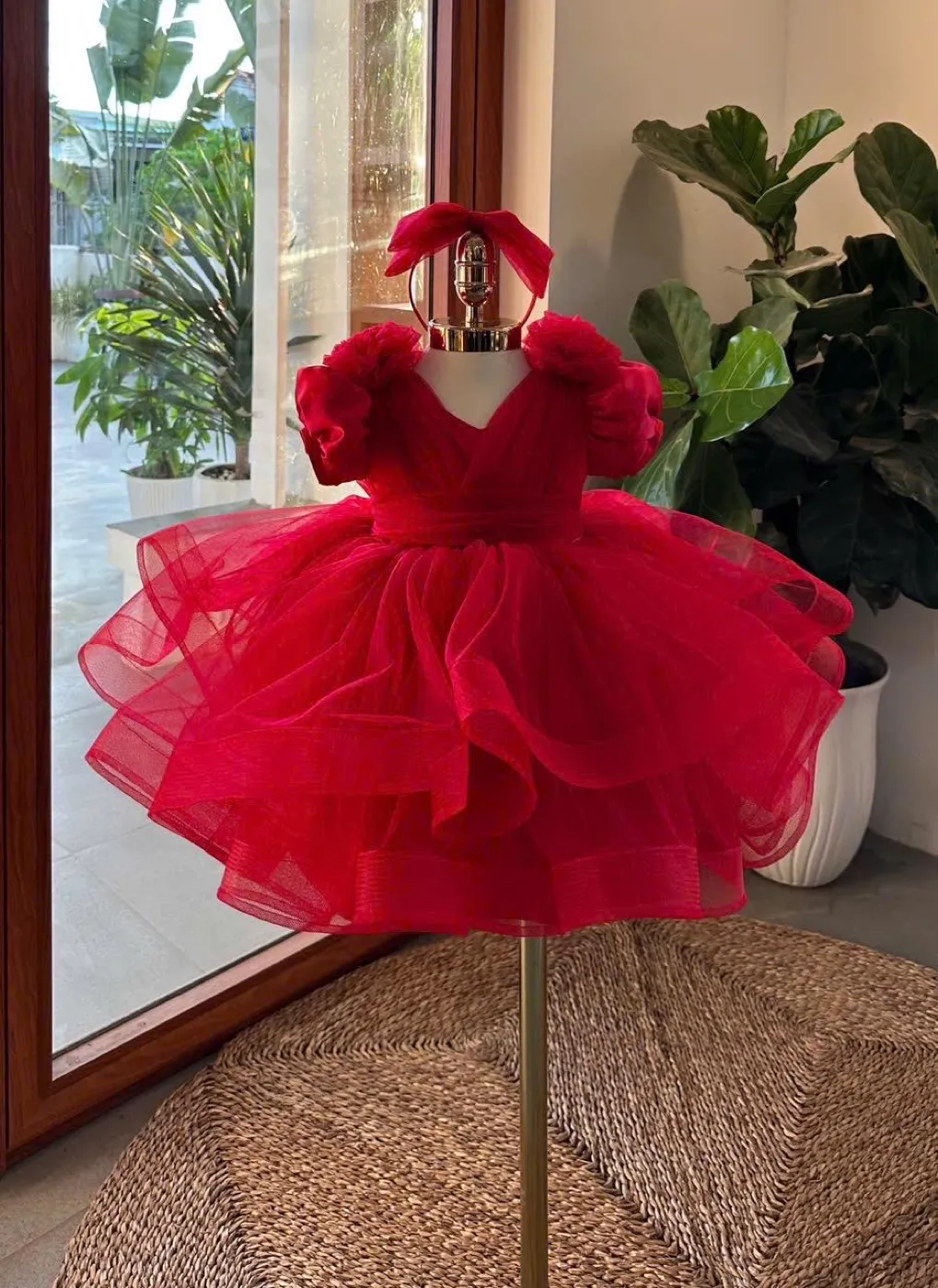 Handmade Ruffled Red Dress